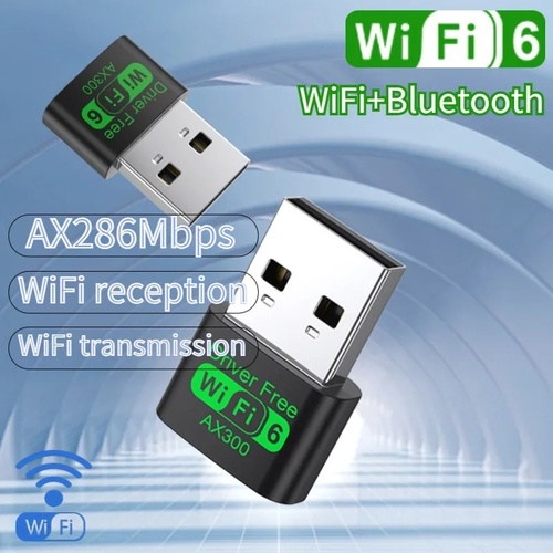 2 IN 1 USB WiFi Bluetooth Adapter 286Mbps 2.4G Dual Band Wi-Fi 6 Dongle High-Speed Wireless Network Card Receiver Laptop PC
