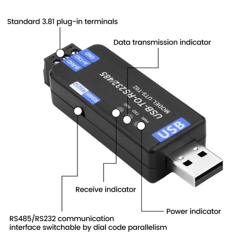 DC 5V USB to RS485/RS232 Communication Module Bidirectional Half Duplex Serial Line Converter CH343G Plug And Play