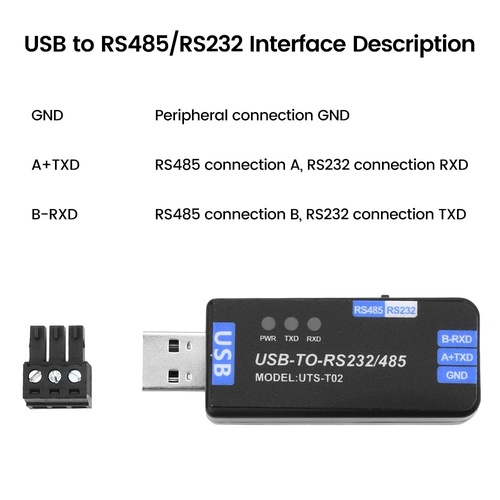 DC 5V USB to RS485/RS232 Communication Module Bidirectional Half Duplex Serial Line Converter CH343G Plug And Play